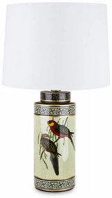 Papagájos kerámia asztali lámpa fehér búrával 67x36x36cm