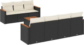 vidaXL 8 részes fekete polyrattan kerti ülőgarnitúra párnákkal