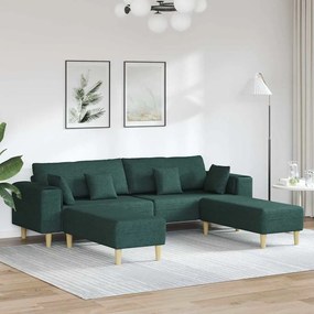 Szövet kanapé párnával 3 pcs Sötétzöld 208 cm szövet