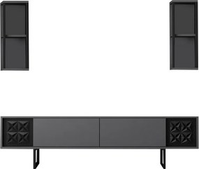 Line Anthracite and Black TV-állvány polcokkal