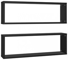 2 db fekete szerelt fa fali kockapolc 80 x 15 x 26,5 cm