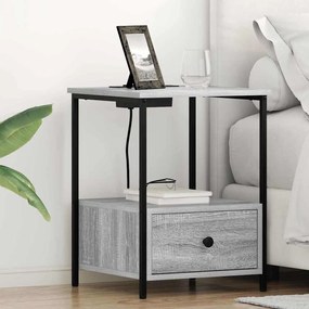 Éjjeliszekrény Töltőállomással 2 pcs Szürke sonoma Faanyag