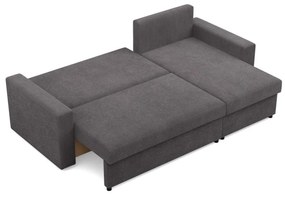 Zeus sarokkanapé, 2 ágyneműtartóval, egyenes kartámasz, kordbársony, univerzális oldal, hab töltet, szürke