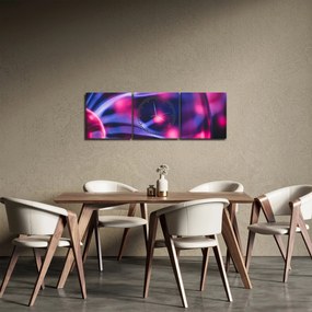 Absztrakt lila kép (órával) (90x30 cm)