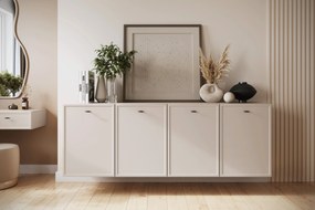 Lorini fali komód 200 cm négyajtós - kasmír / fekete T-bar fogantyúk