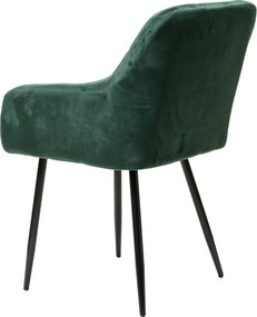 Sötétzöld MARLEN VELVET étkezőszék fekete lábakkal