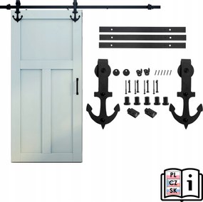 Tolóajtó rendszer Tömör Fém VEZETŐSÍNNEL,3 m "Horgony" mintával