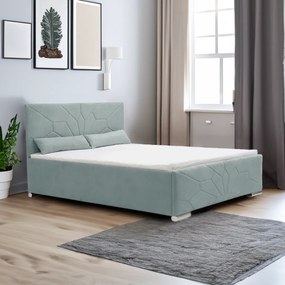 Kárpitozott ágy tárolóval és SORO matraccal 160x200 cm Menta