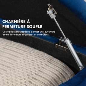 HOMCOM Tároló Pad, Díszített Félkör alakú tároló láda puff, Bársony kárpitozás, Gumifa lábak, Nappali, Hálószoba, Előtér, 120 x 46 x 42 cm, Kék | Aoso