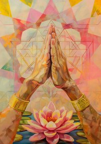 Poszter 50x70 cm Jóga Meditáció Lótusz