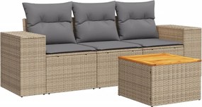 vidaXL 4 részes bézs polyrattan kerti ülőgarnitúra párnákkal