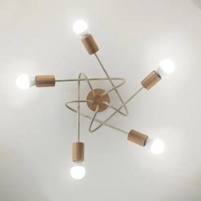 Felületre szerelhető csillár OXFORD 5xE27/15W/230V fenyő/krémszínű