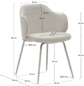 Bézs étkezőszék szett 2 db-os Yunia – Kave Home