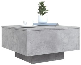 betonszürke dohányzóasztal LED-lámpákkal 55 x 55 x 31 cm