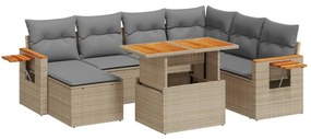 8 részes bézs polyrattan kerti ülőgarnitúra párnával