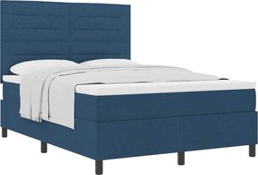 vidaXL Boxrugós ágy matracmal fejtámlával Kék 140 x 190 cm szövet