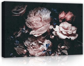 Vászonkép 60x40 Csendélet virágos sötét háttér bazsarózsa rózsa klasszikus