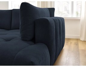 Sötétkék kinyitható-tárolóhelyes sarokkanapé (jobb oldali-L alakú) Fuji – Bobochic Paris