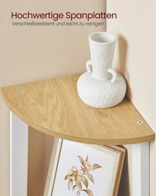 Sarokkönyvespolc, 4 szintes létrás polc 33×33×125 cm, natúr - fehér színben