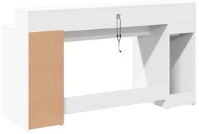 fehér szerelt fa íróasztal LED-világítással 160 x 55 x 91 cm