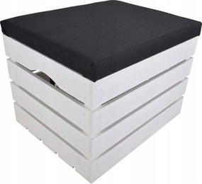 Láda Fehér Kárpitozott Tároló Láda Fenyő Puff