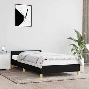 fekete szövet ágykeret fejtámlával matrac nélkül 90x190 cm