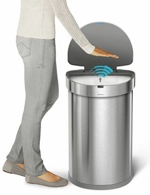 Félkör alakú érintésmentes kosár, 45 l, matt acél, rozsdamentes acél