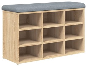 sonoma tölgy színű szerelt fa cipőtároló pad 82 x 32 x 50 cm