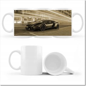 Nyomott mintás bögre Szépia sportautó