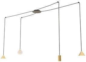 EMIBIG 1350-4 FUJI Többágú Függesztett Lámpa Fekete, Arany E14, GU10, GX53 IP20