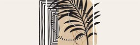 Kép - Absztrakció trópusi levelekkel N⁰3 (órával) (90x30 cm)