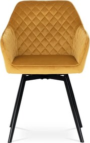 Elegáns Bársony Étkezőszék Sárga Színben Forgó Mechanizmussal. DCH-425 YEL4