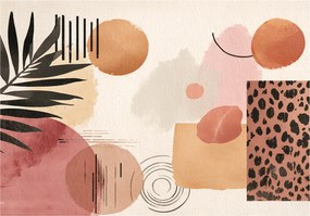 Vinil Fotótapéta Flizelin Absztrakt Boho Bézs Levelek 254x184