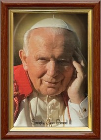 Vászonkép 18x13 Szent II. János Pál Pápa Barna Arany Fa Keret