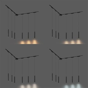 Modern sínrendszer 6 fekete függőlámpa foglalattal, 1 fázisú - Magnetic Cassie