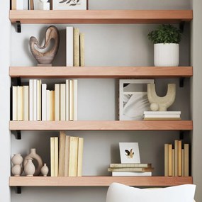 világosbarna kezelt tömör tölgyfa fali polc 80x30x(2-6) cm