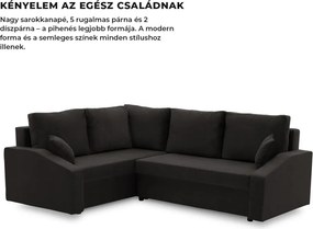 Grande Plus sarokkanapé, baloldali, szövet anyag, fekete