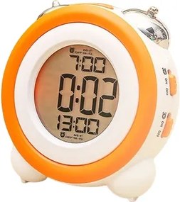 Digitális LED-es ébresztőóra háttérvilágítással dátum hőmérséklet szundi narancssárga