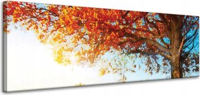 Vászonkép Gyönyörű Fa Piros Levelek Ősz 120x40 cm