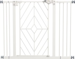 PawHut Kutyakorlát Lépcsőhöz, Automatikusan Záródó Ajtóval, 74-100 cm, Ajtó Biztonsági Kerítés, Fúrás Nélkül, Kutyabariér, Fehér | Aosom