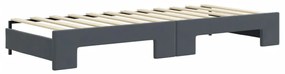 sötétszürke kihúzható bársony heverő matraccal 80 x 200 cm