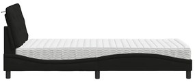 fekete szövet ágy matraccal 90x190 cm