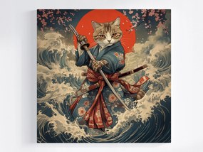 Vászonkép Canvas Japán Ázsia Szamuráj Harcos Kard Macska 80x80