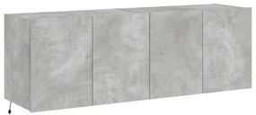 2 db betonszürke fali TV-szekrény LED-del 60x35x41 cm