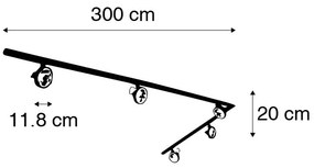 Sínrendszer 5 spotlámpával fekete 1 fázisú - Go