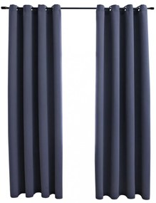 2 db antracitszürke sötétítőfüggöny fémgyűrűkkel 140 x 245 cm