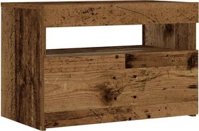 vidaXL éjjeliszekrény LED fényekkel régi fa 60x35x40 cm gépelt fa
