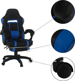 Irodai/gamer szék, kék/fekete, GUNNER