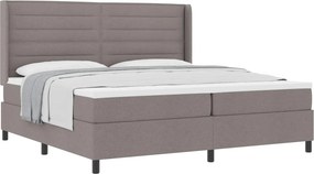 vidaXL Boxrugós ágy matracmal fejtámlával Tópszínű 200 x 200 cm szövet