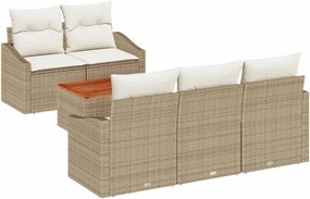 vidaXL Kerti Kanapé Szett tárolóval 6 pcs Beige és krém polirattan